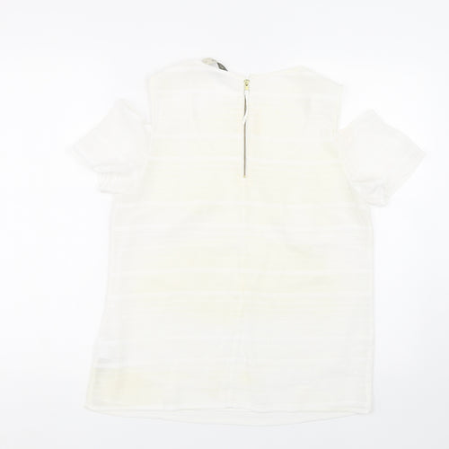 Oasis Womens White Striped  Basic T-Shirt Size 12