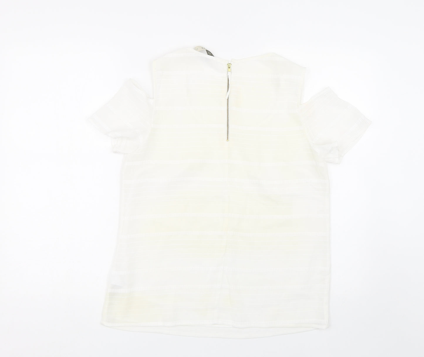 Oasis Womens White Striped  Basic T-Shirt Size 12