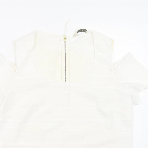 Oasis Womens White Striped  Basic T-Shirt Size 12
