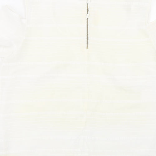 Oasis Womens White Striped  Basic T-Shirt Size 12
