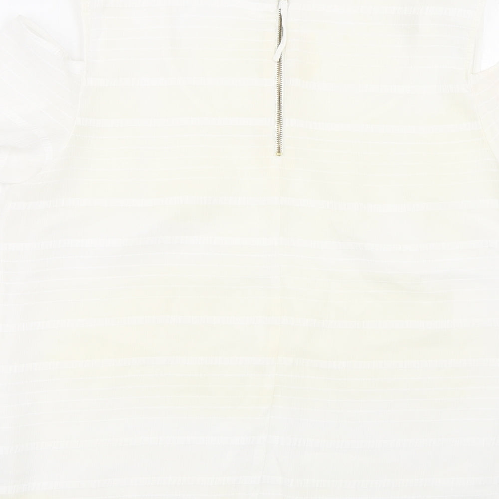 Oasis Womens White Striped  Basic T-Shirt Size 12