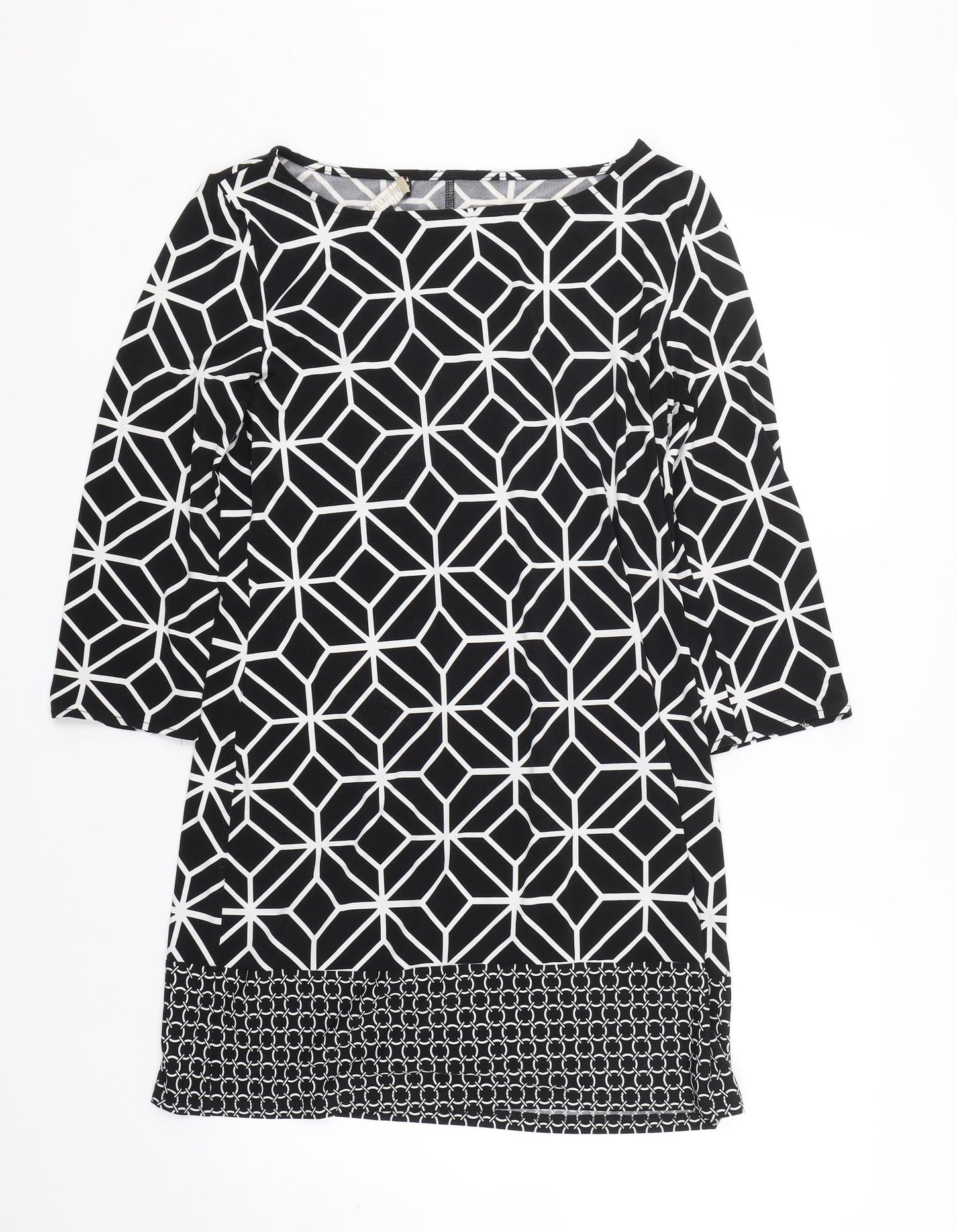 Principles Womens Black Geometric  Basic T-Shirt Size 12