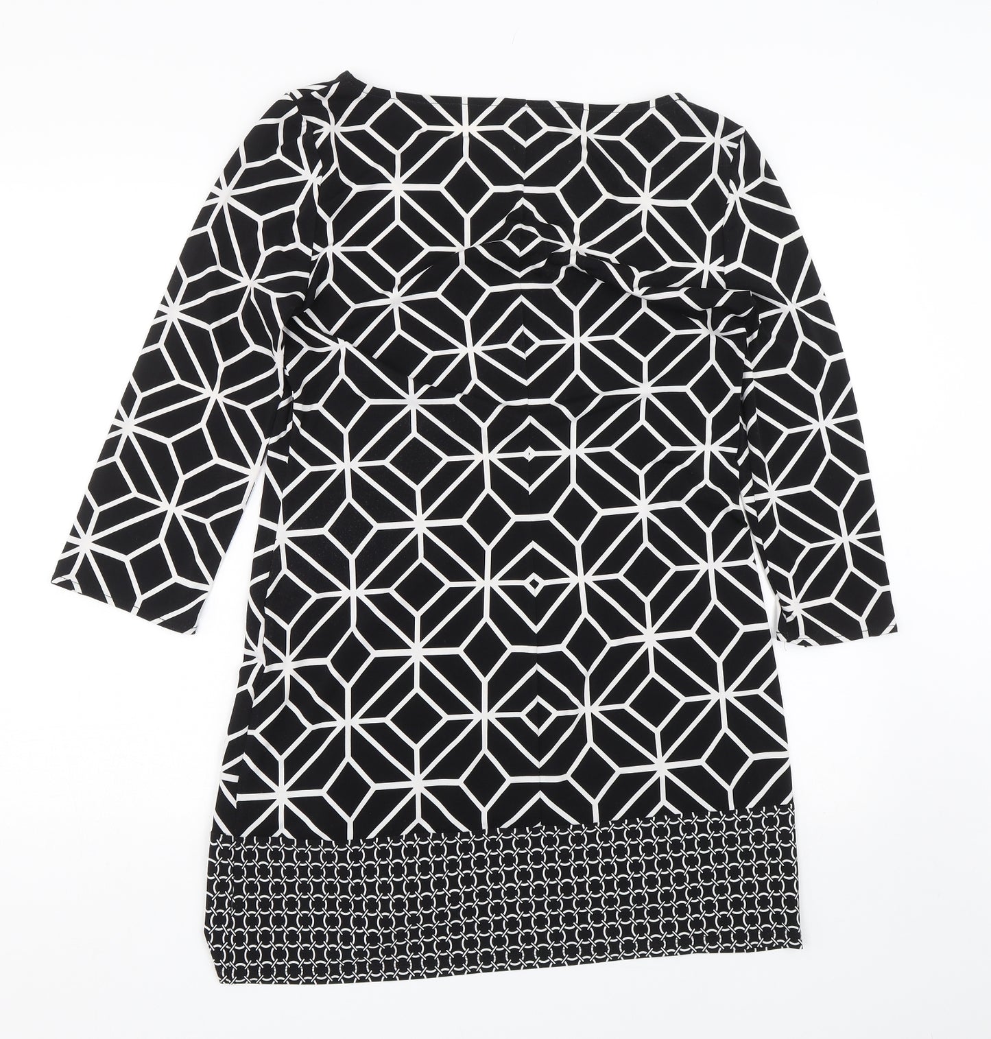 Principles Womens Black Geometric  Basic T-Shirt Size 12