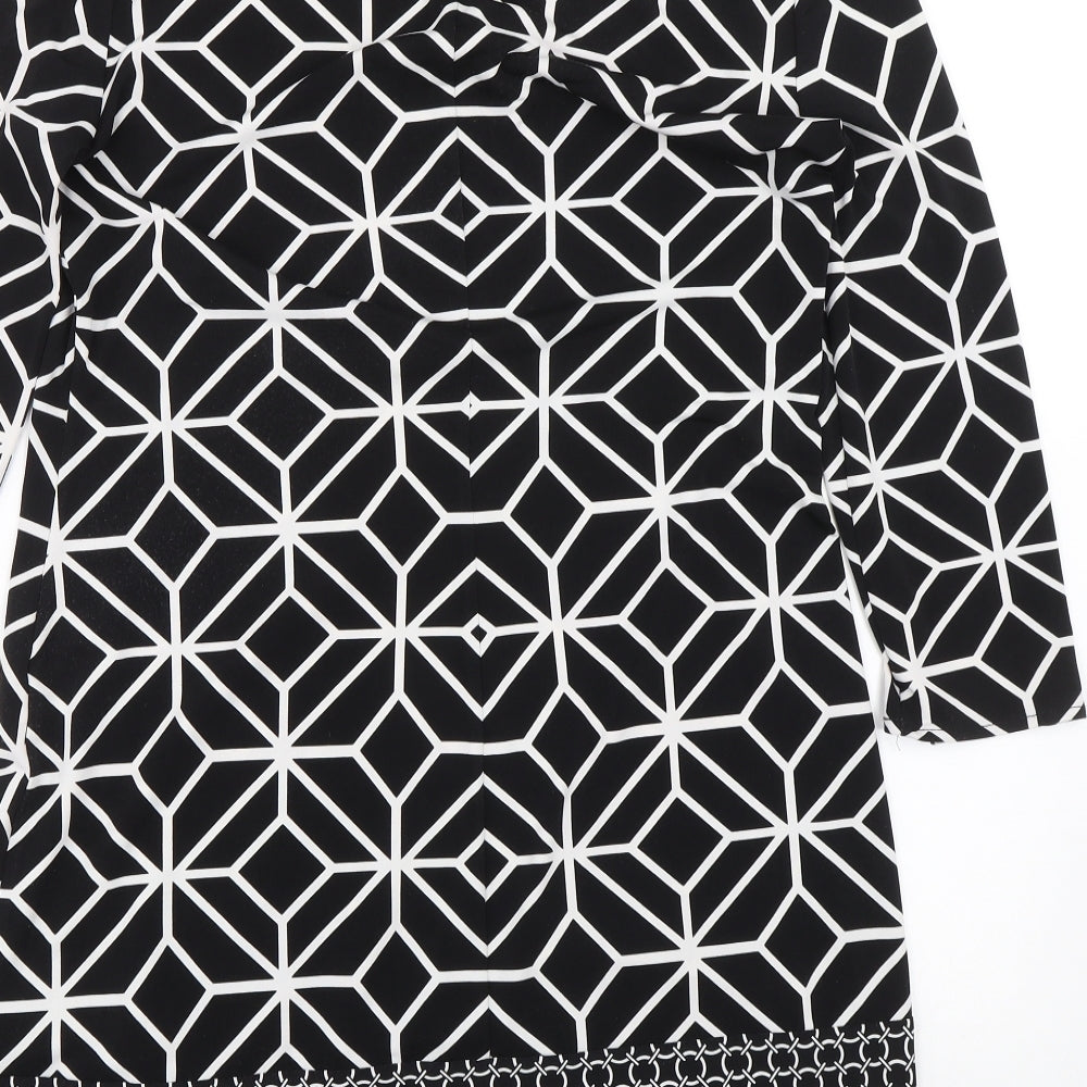 Principles Womens Black Geometric  Basic T-Shirt Size 12