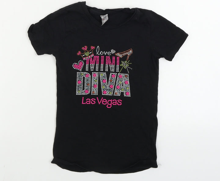 Cotton Heritage Girls Black Basic T-Shirt Size S