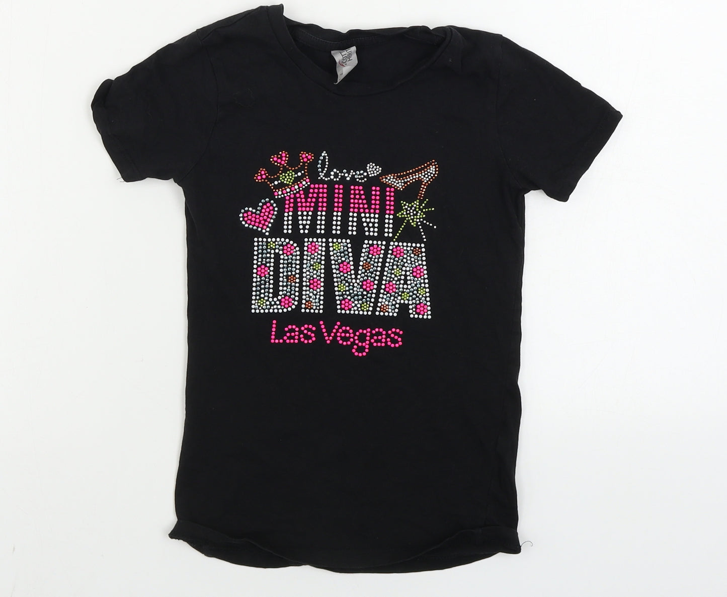 Cotton Heritage  Girls Black   Basic T-Shirt Size S