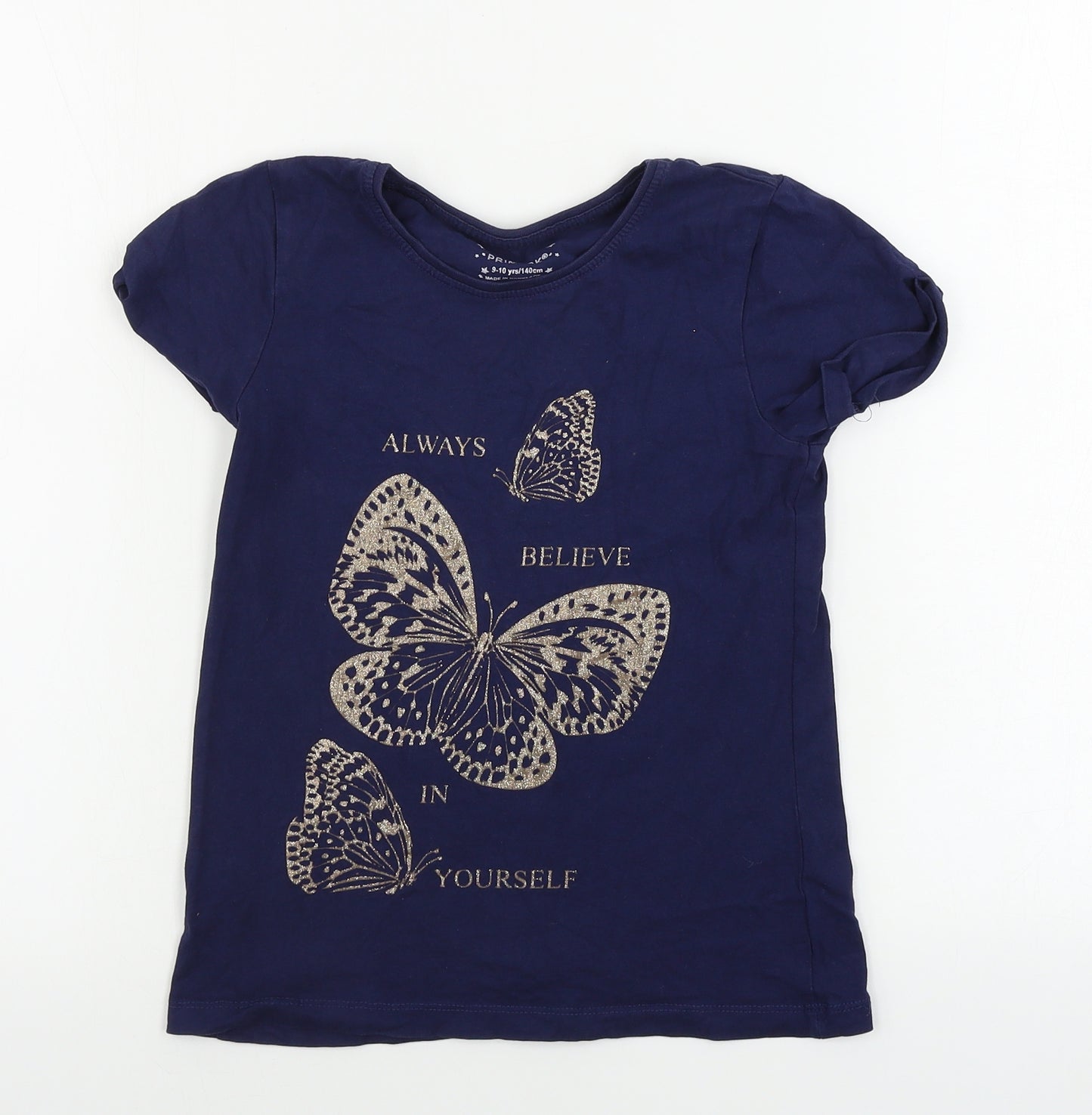 Primark  Girls Blue   Basic T-Shirt Size 8-9 Years