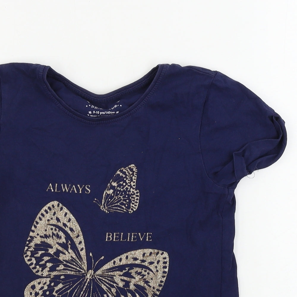Primark  Girls Blue   Basic T-Shirt Size 8-9 Years