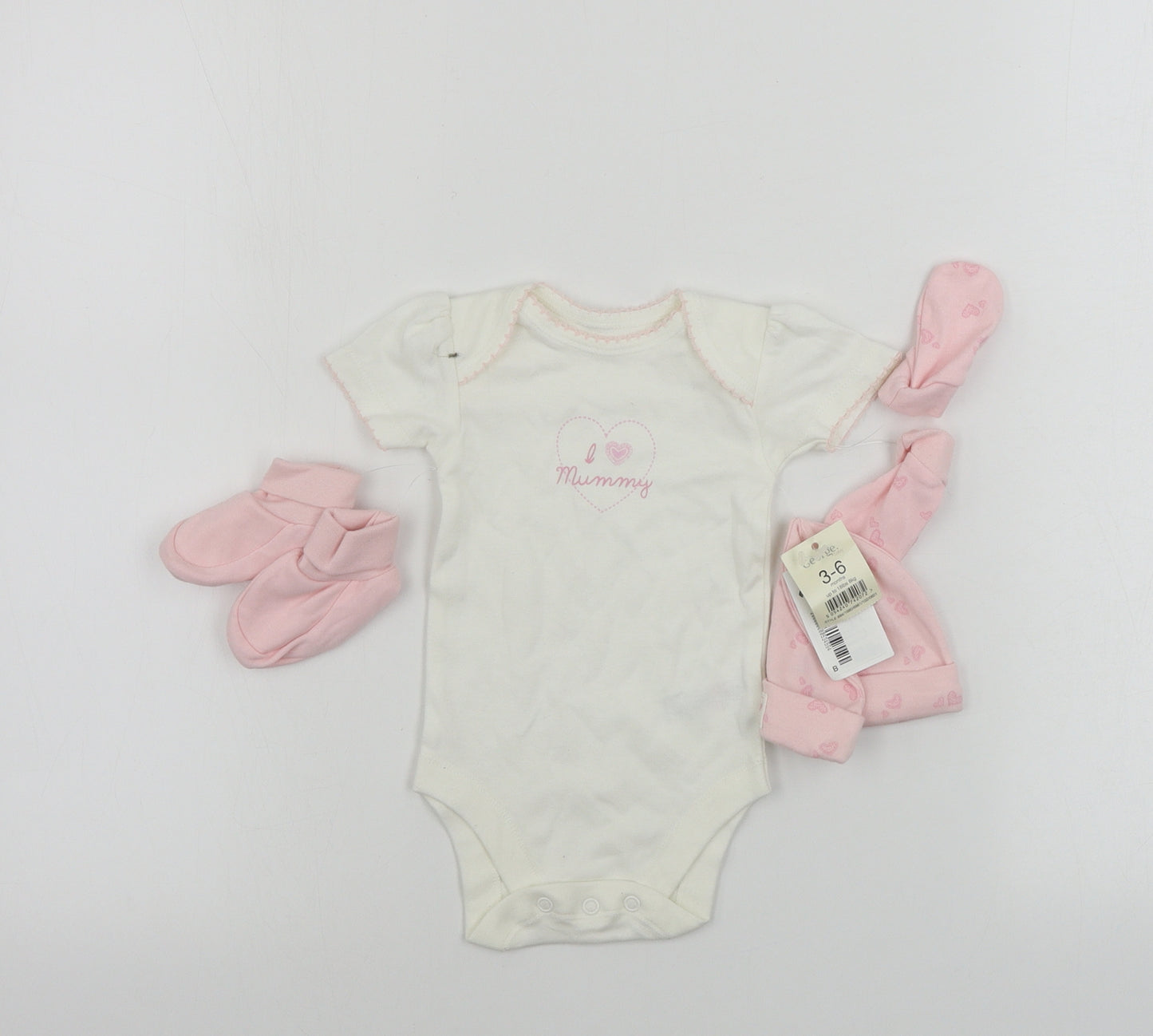 George  Girls Ivory   Babygrow One-Piece Size 3-6 Months