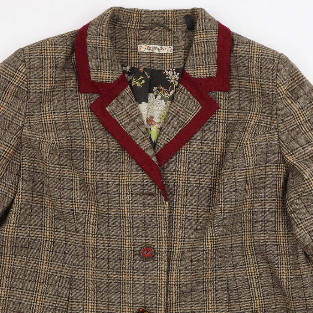 Joe Browns  Womens Brown Check  Jacket Blazer Size 12