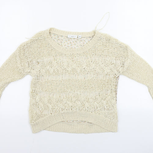 New Look  Womens Beige Floral  Pullover Jumper Size 8