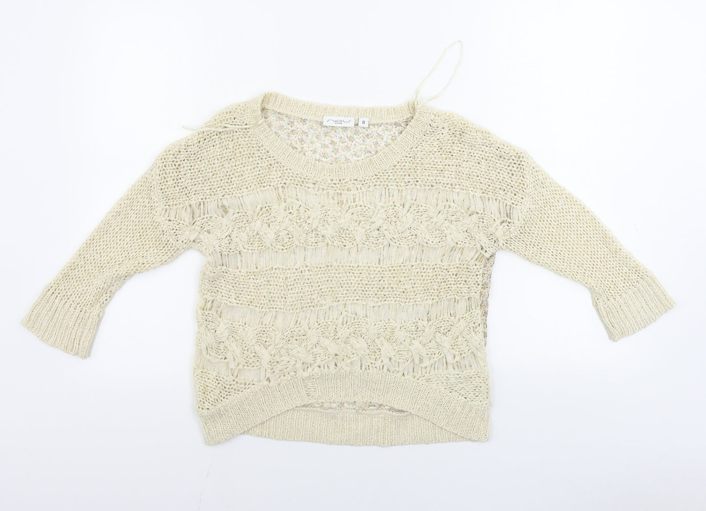 New Look  Womens Beige Floral  Pullover Jumper Size 8