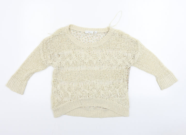 New Look  Womens Beige Floral  Pullover Jumper Size 8