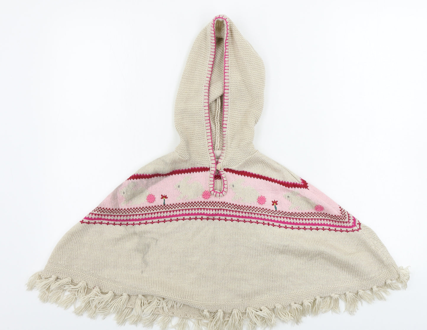 Monsoon  Girls Beige Geometric  Pullover Jumper Size 2-3 Years