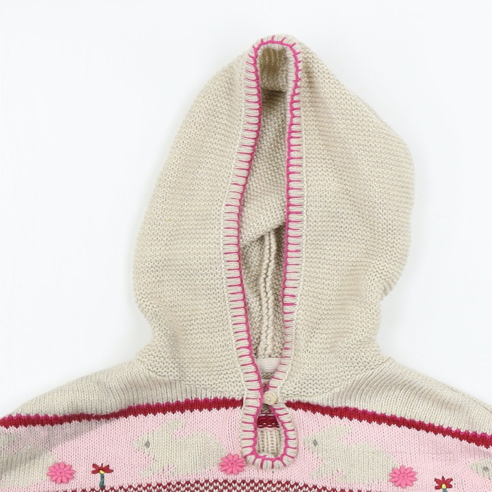 Monsoon  Girls Beige Geometric  Pullover Jumper Size 2-3 Years