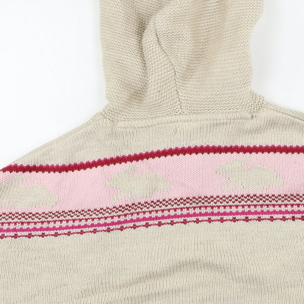 Monsoon  Girls Beige Geometric  Pullover Jumper Size 2-3 Years