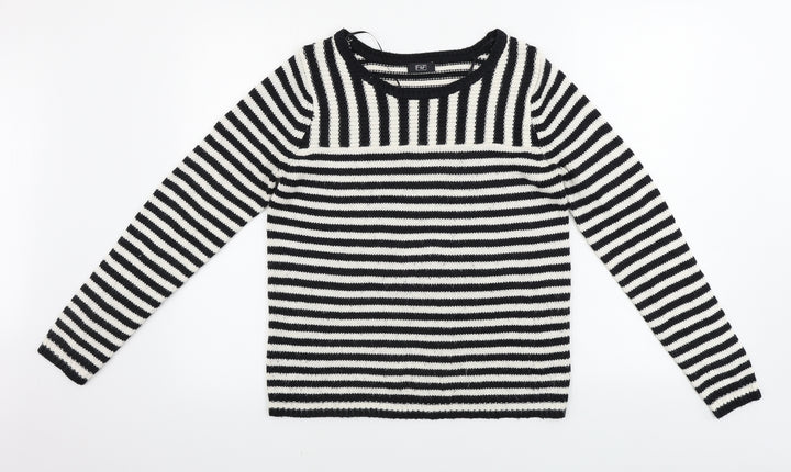 F&F Womens Beige Striped Pullover Jumper Size 10