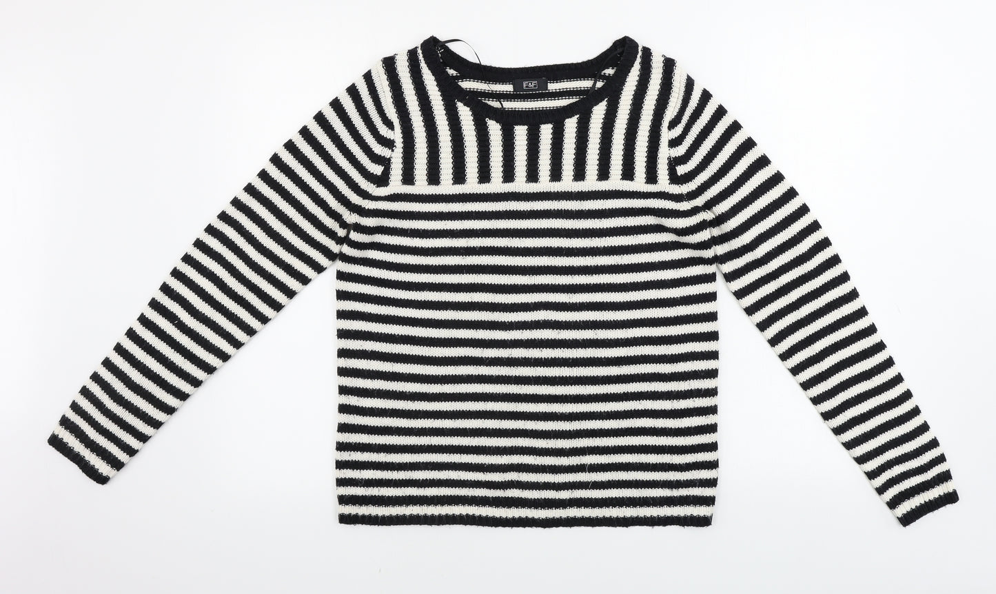 F&F  Womens Beige Striped  Pullover Jumper Size 10
