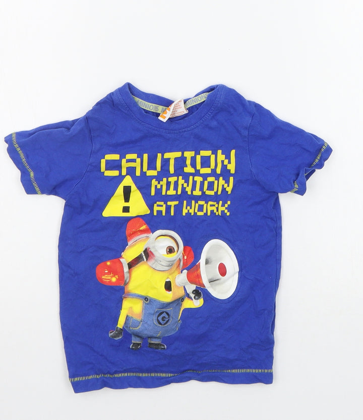 George Girls Blue Basic T-Shirt Size 3-4 Years - dispicable me