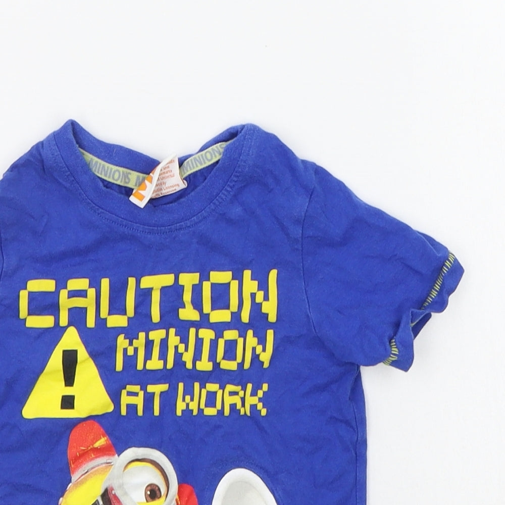 George Girls Blue   Basic T-Shirt Size 3-4 Years  - dispicable me