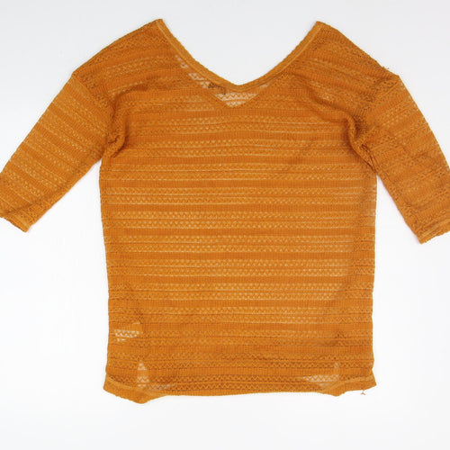 NEXT Womens Orange Geometric  Basic T-Shirt Size 10