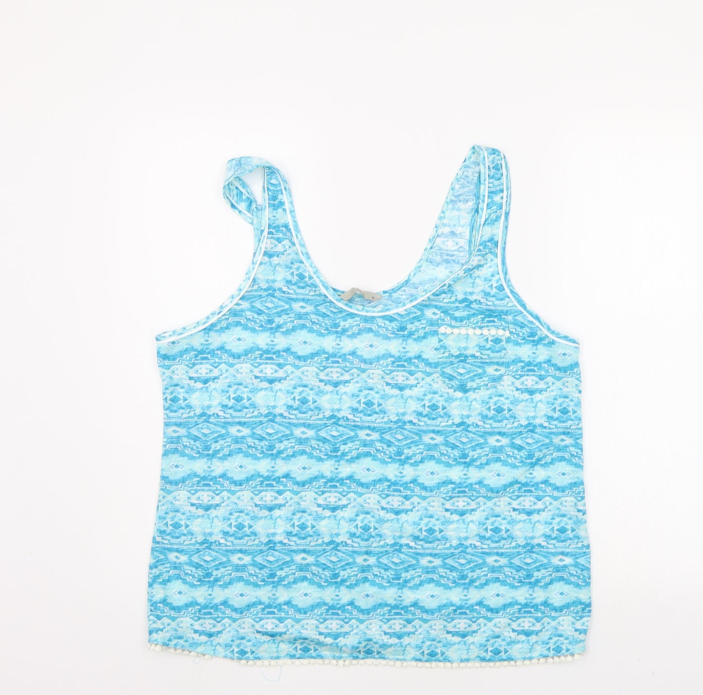 TU Womens Blue Geometric  Top Pyjama Top Size 16