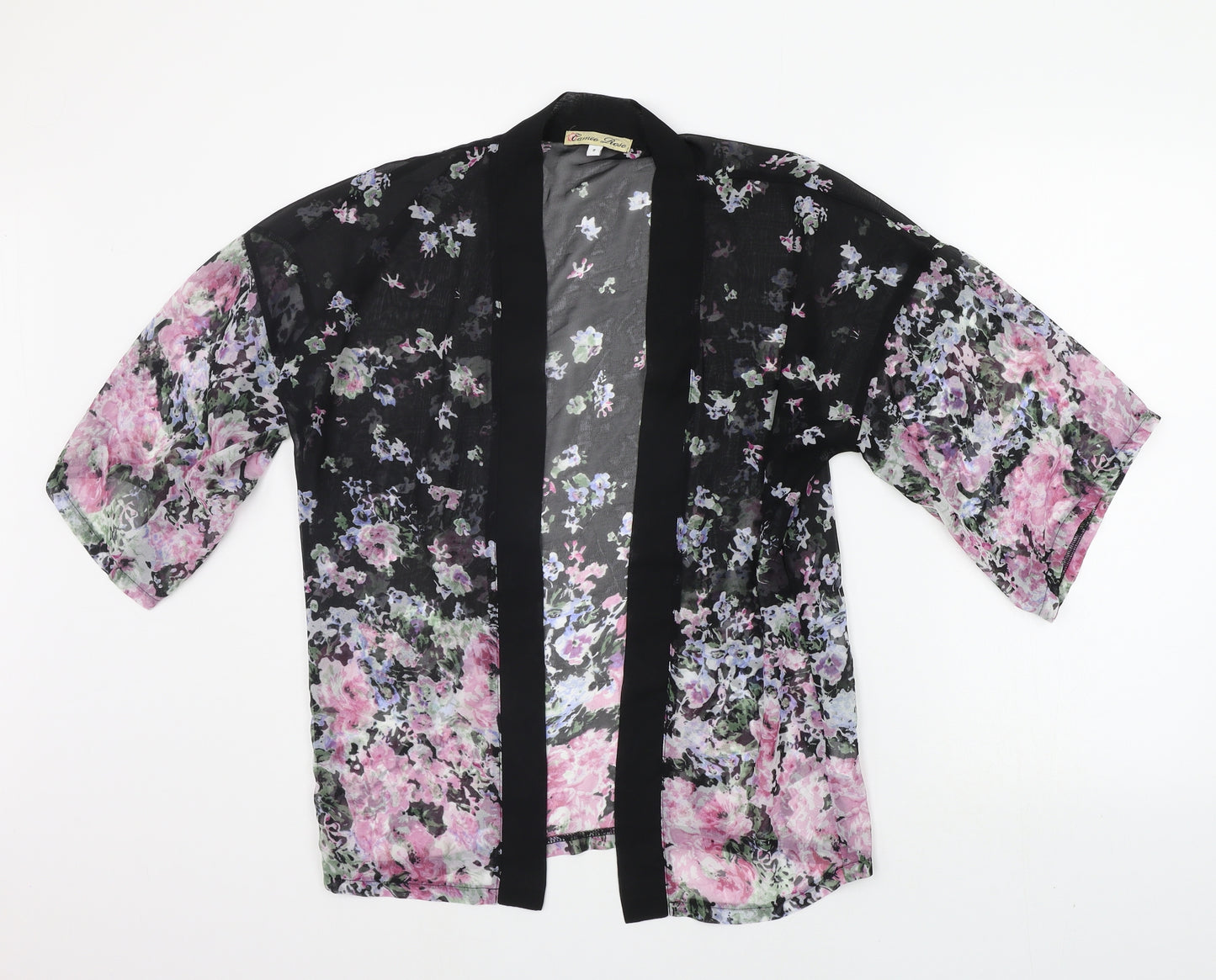 CAMERO ROSE Womens Black Geometric  Cardigan Jumper Size 8