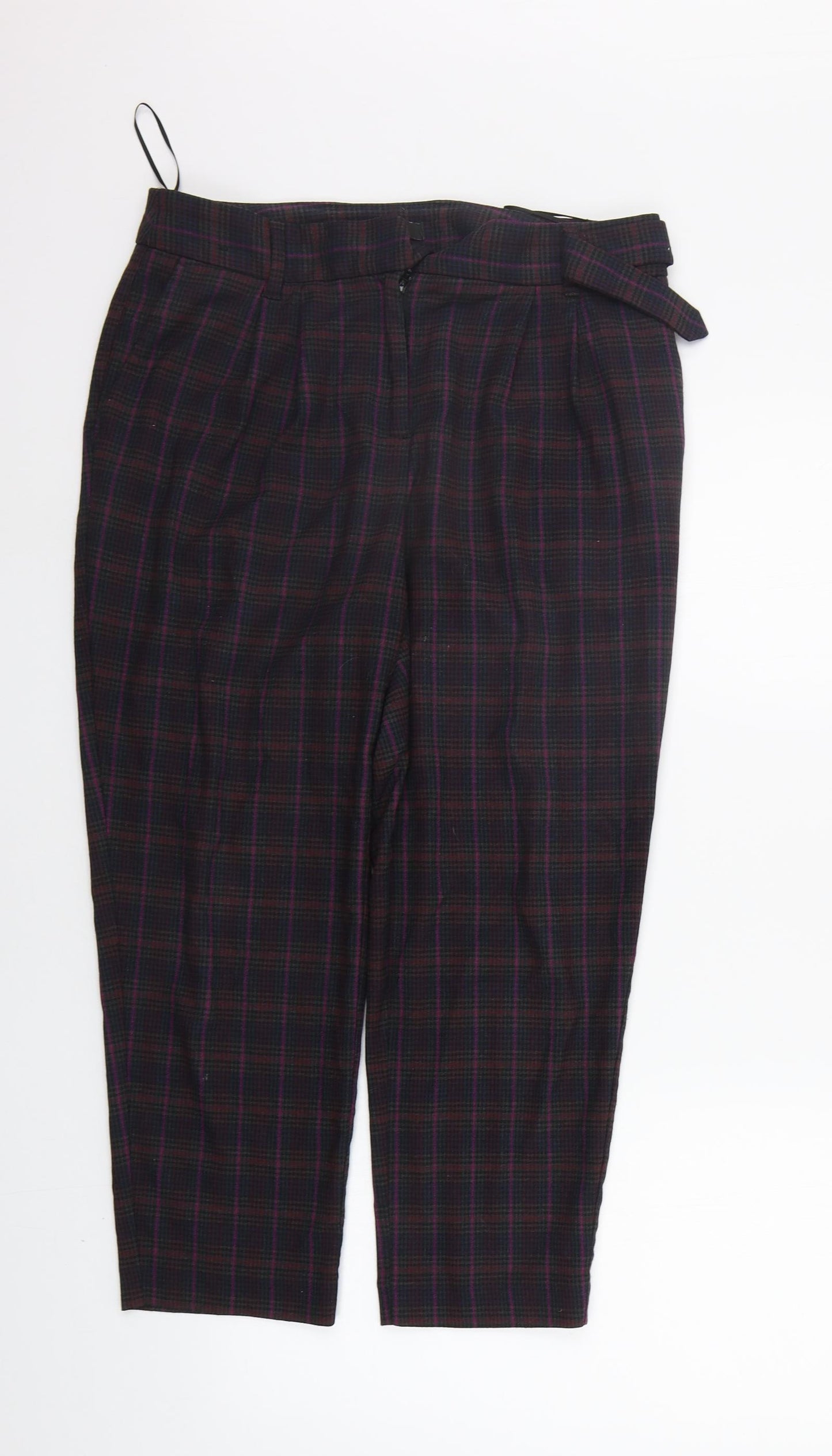 NEXT Womens Purple Check  Trousers  Size 10 L22 in