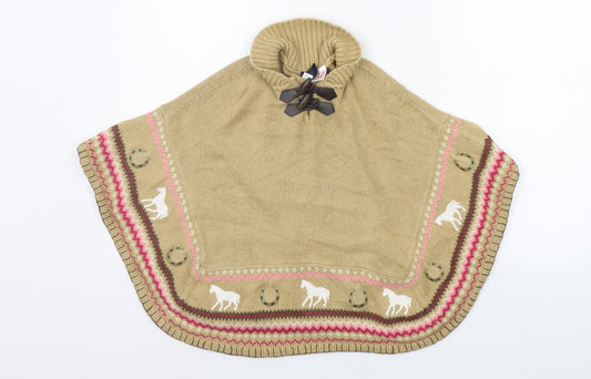 Gap Girls Beige Geometric  Poncho Scarves & Wraps Size Regular