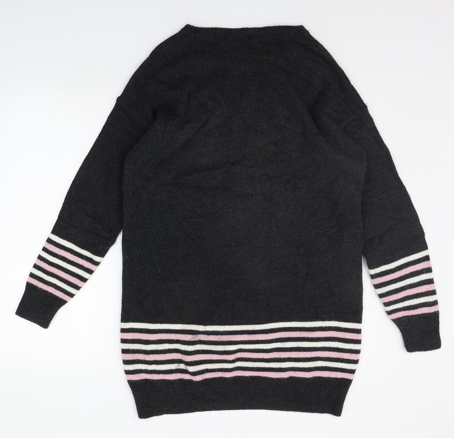 TU Womens Grey Striped  Jumper Dress  Size 10  - heart