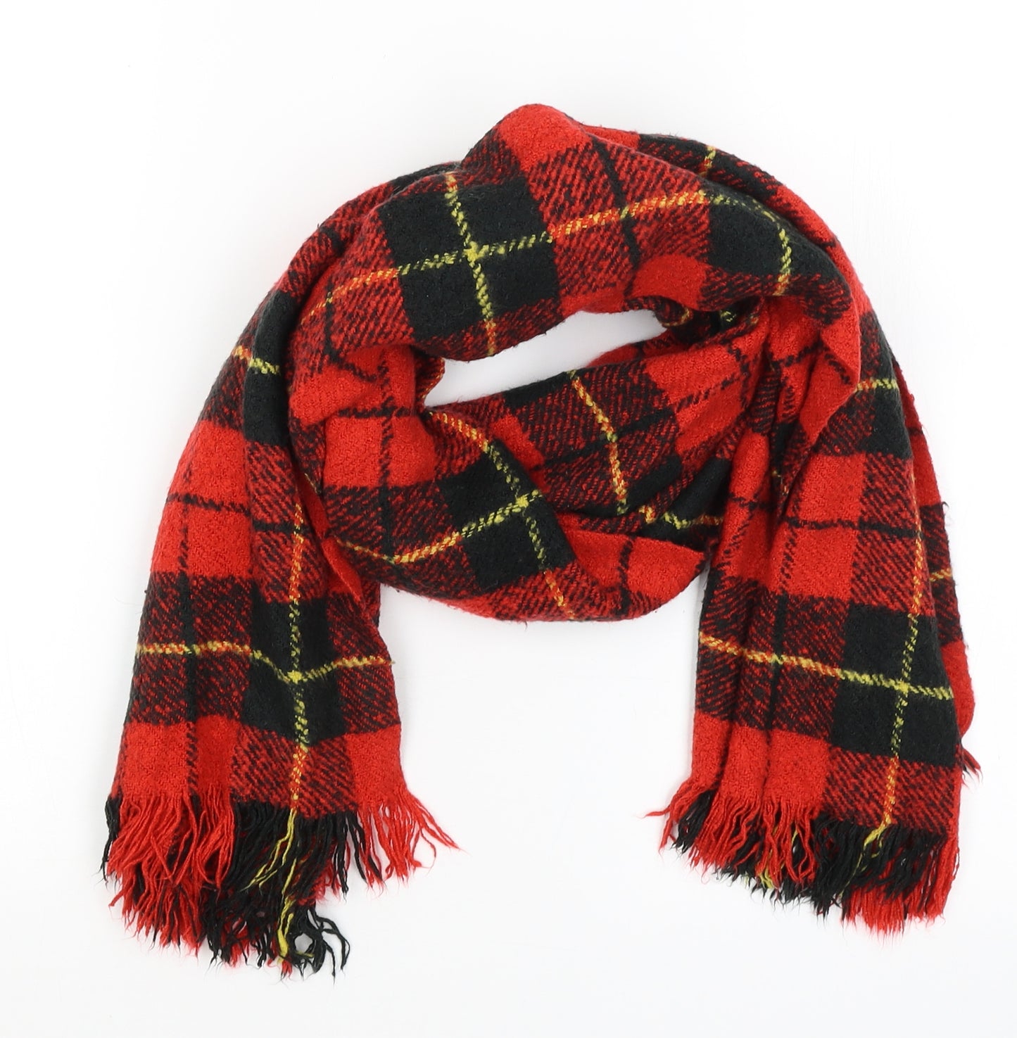 Preworn Unisex Red Plaid   Scarf
