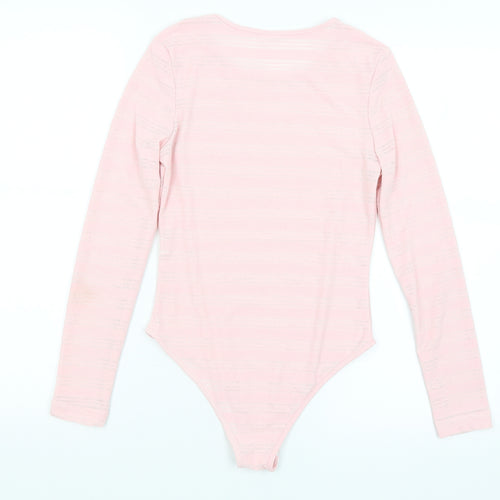 Preworn Womens Pink Striped  Bodysuit One-Piece Size S