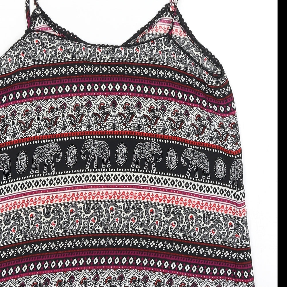 New Look Womens Black Geometric  Camisole Tank Size 6