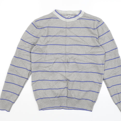 Cedar Wood State Mens Grey Striped  Pullover Jumper Size S