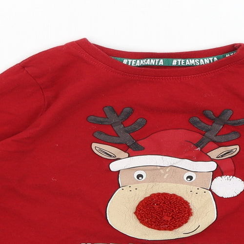 Primark Boys Red   Basic T-Shirt Size 3-4 Years  - Reindeer