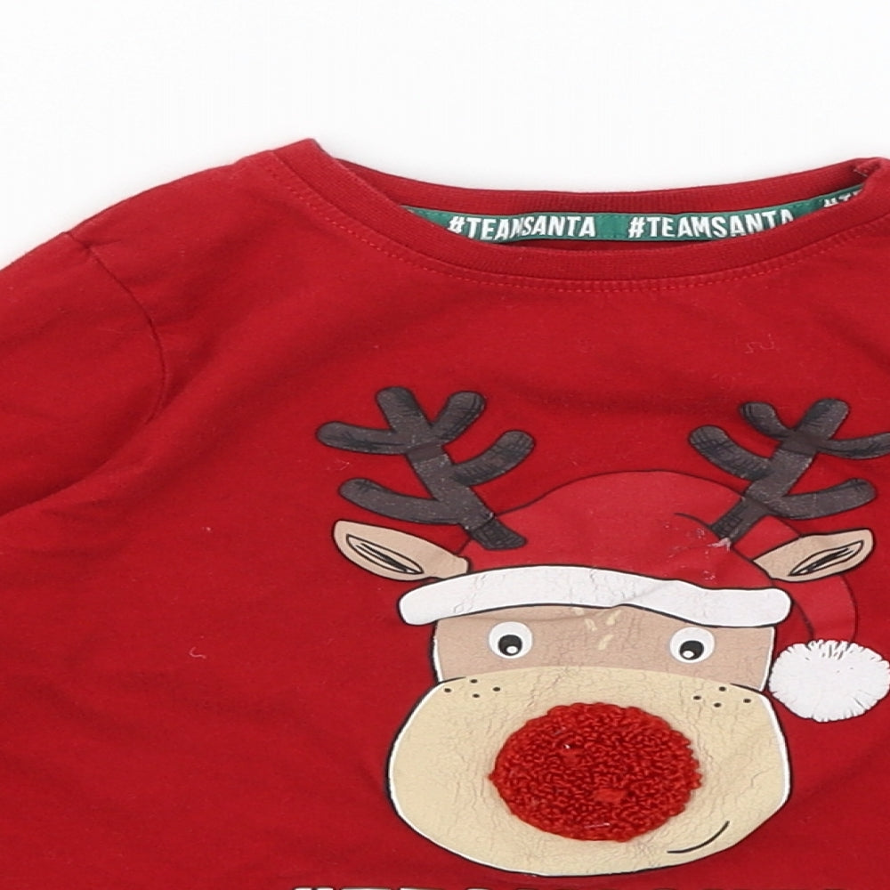 Primark Boys Red   Basic T-Shirt Size 3-4 Years  - Reindeer