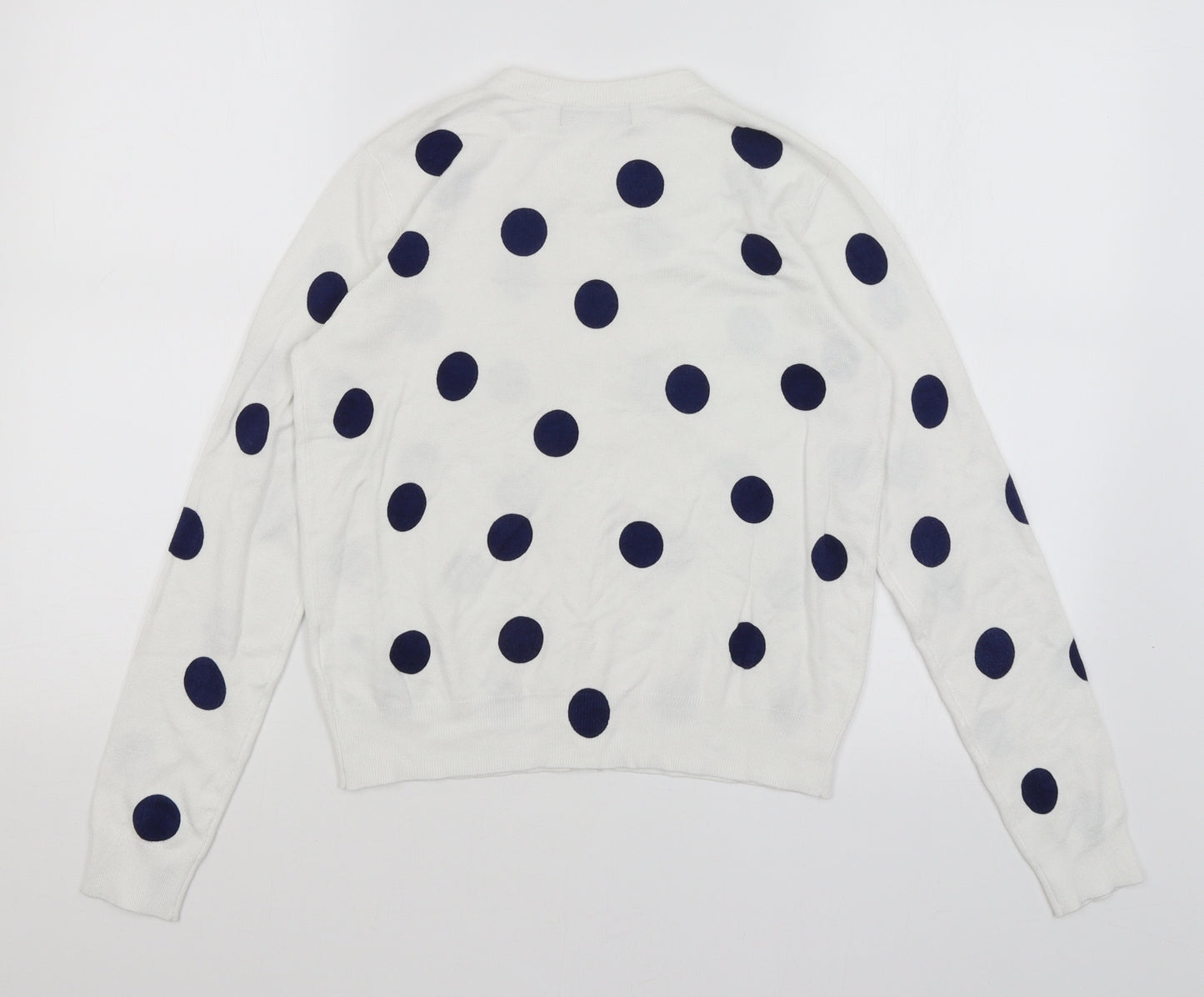 M&S Womens White Polka Dot  Cardigan Jumper Size 12