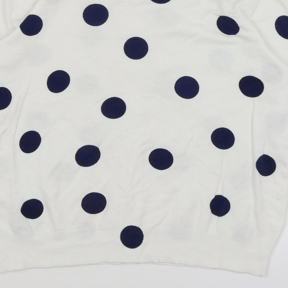 M&S Womens White Polka Dot  Cardigan Jumper Size 12