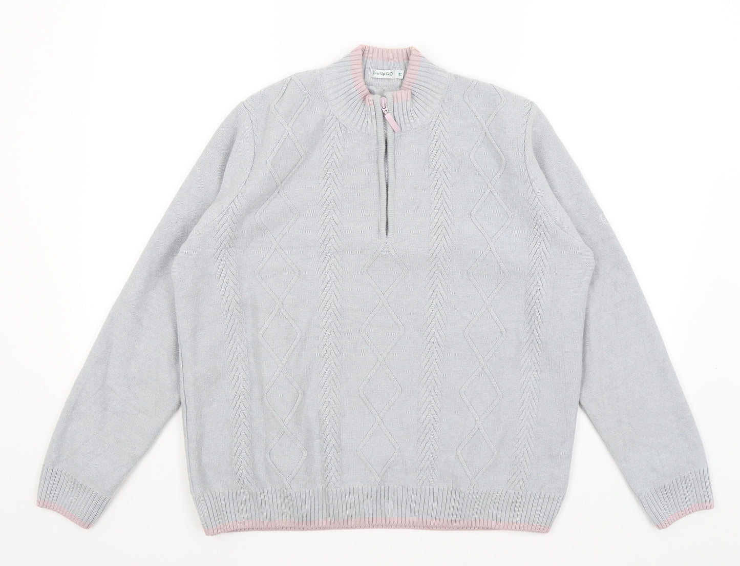 One Up Golf Mens Grey   Pullover Jumper Size M