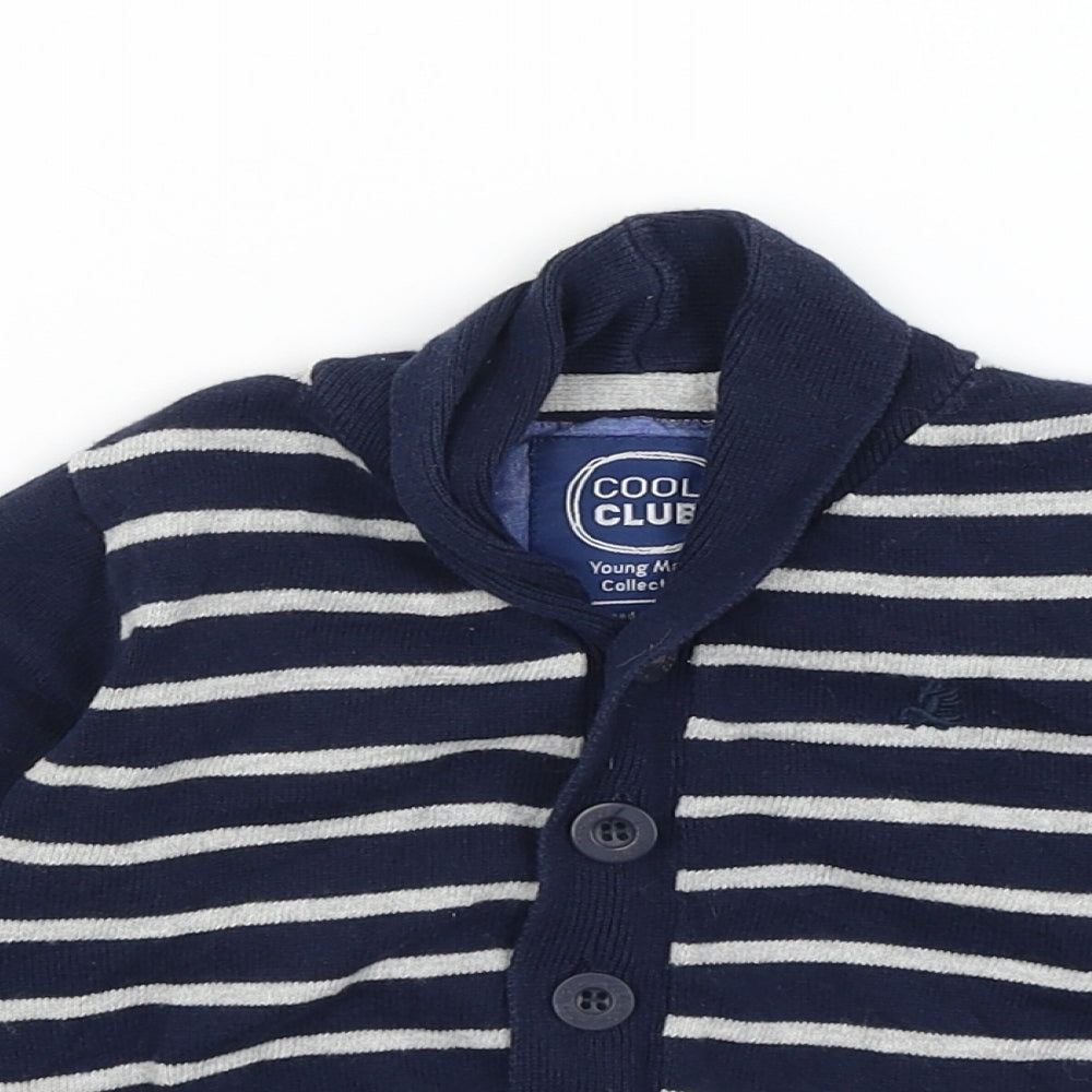 Cool Club Boys Blue Striped  Cardigan Jumper Size 2 Years