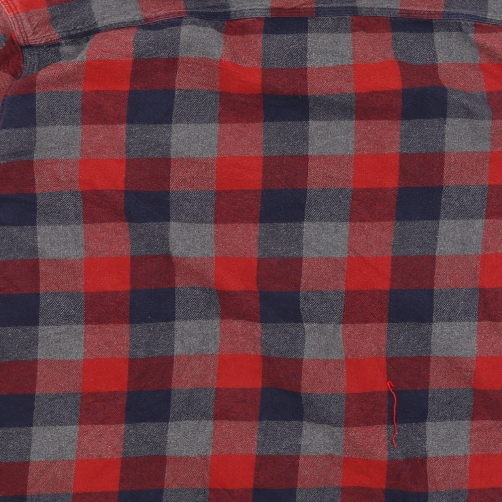 TU Mens Red Check   Button-Up Size L