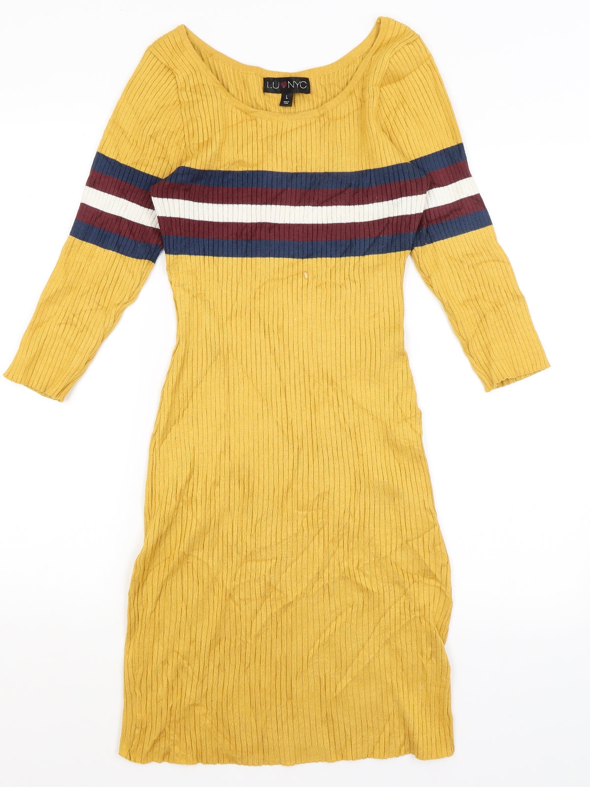 Lu NYC Womens Yellow   Pencil Dress  Size L