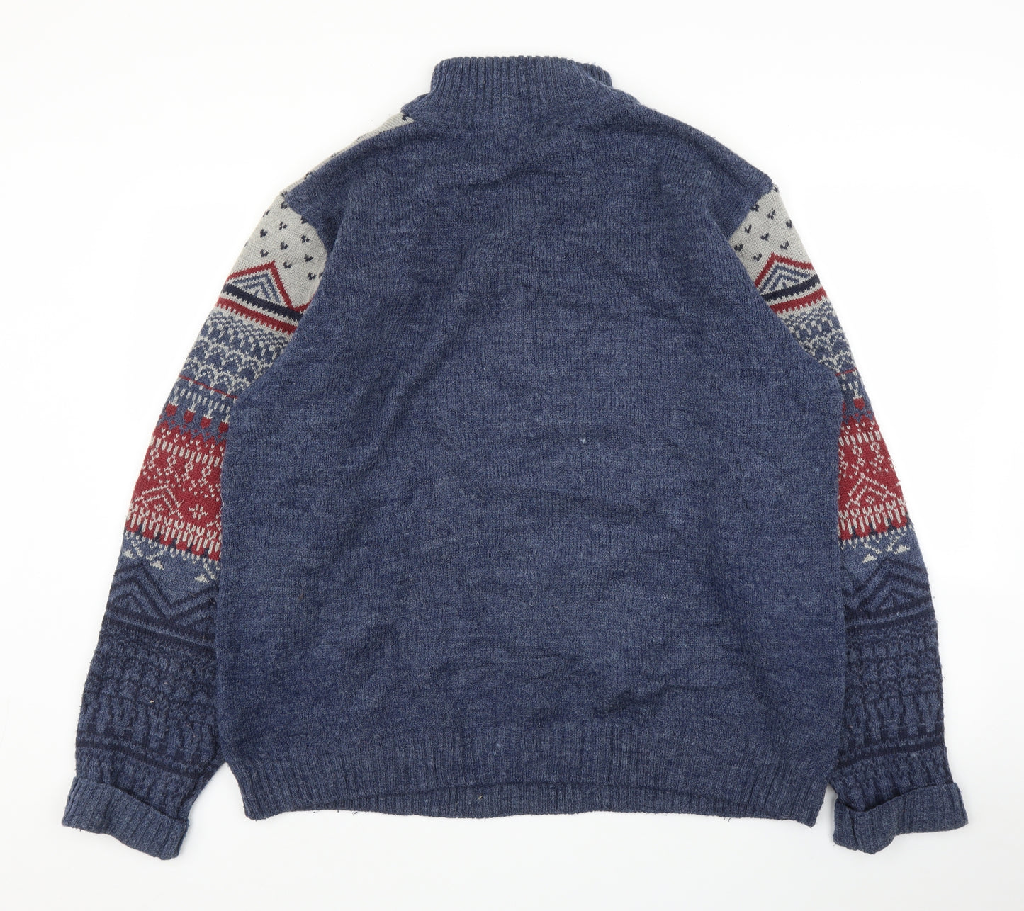 Atlas for Men Mens Blue Fair Isle  Pullover Jumper Size 3XL