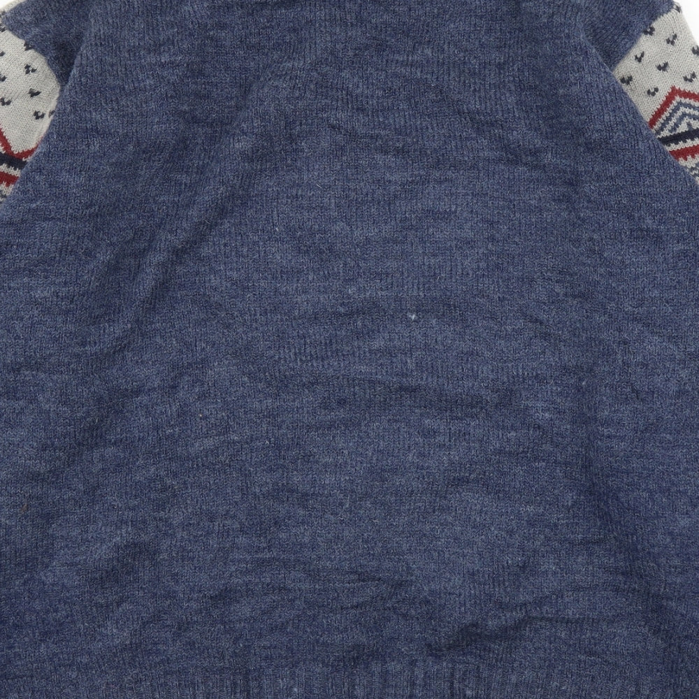 Atlas for Men Mens Blue Fair Isle  Pullover Jumper Size 3XL