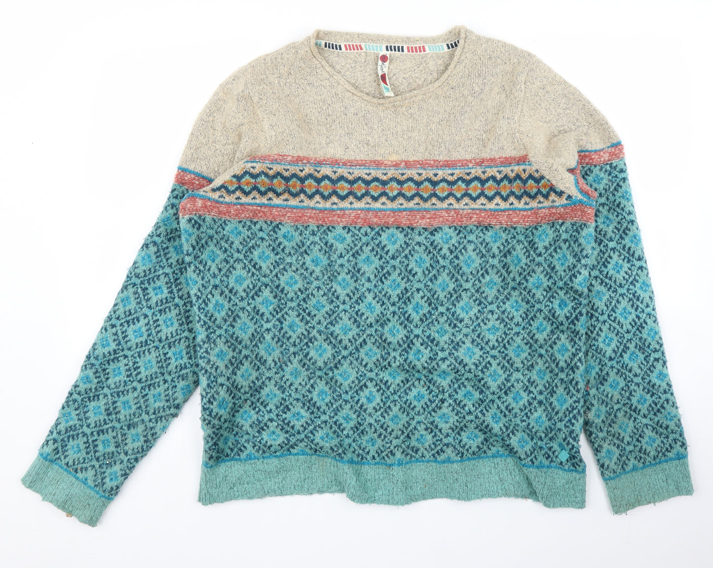 Wild Fish Womens Blue Fair Isle  Pullover Jumper Size 18