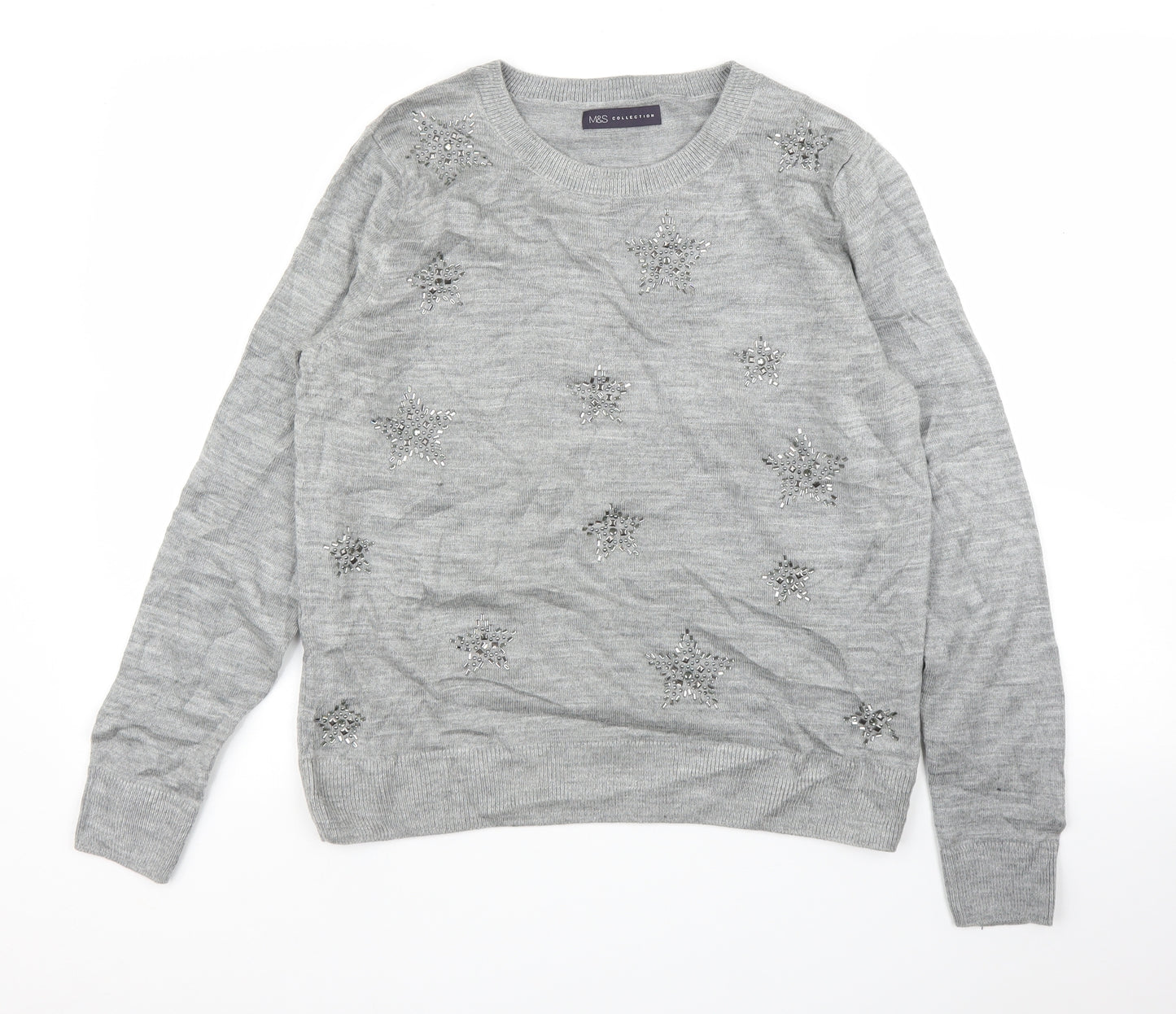 M&S Womens Grey   Pullover Jumper Size M