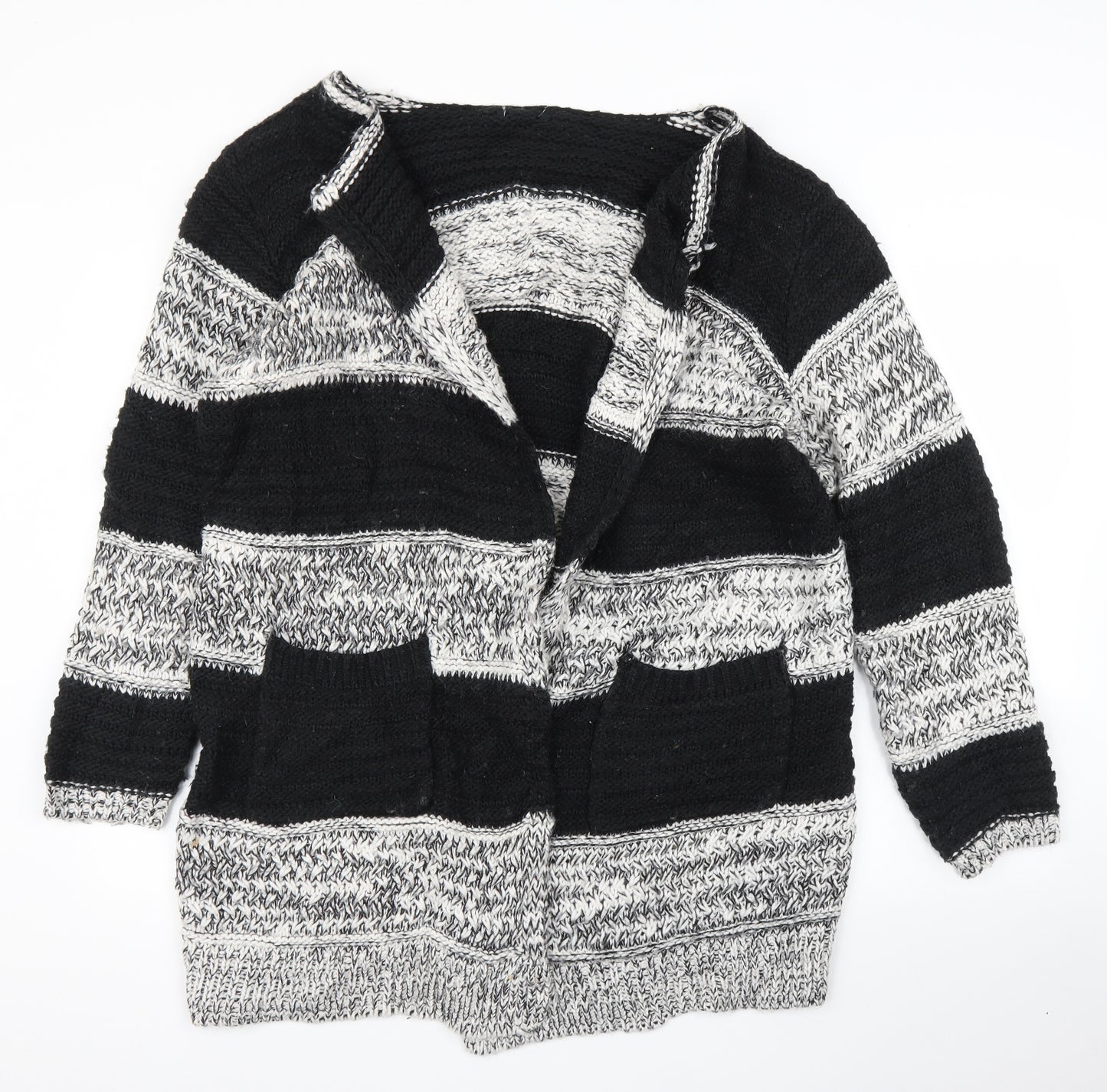 F&F Womens Black Striped  Cardigan Jumper Size 16