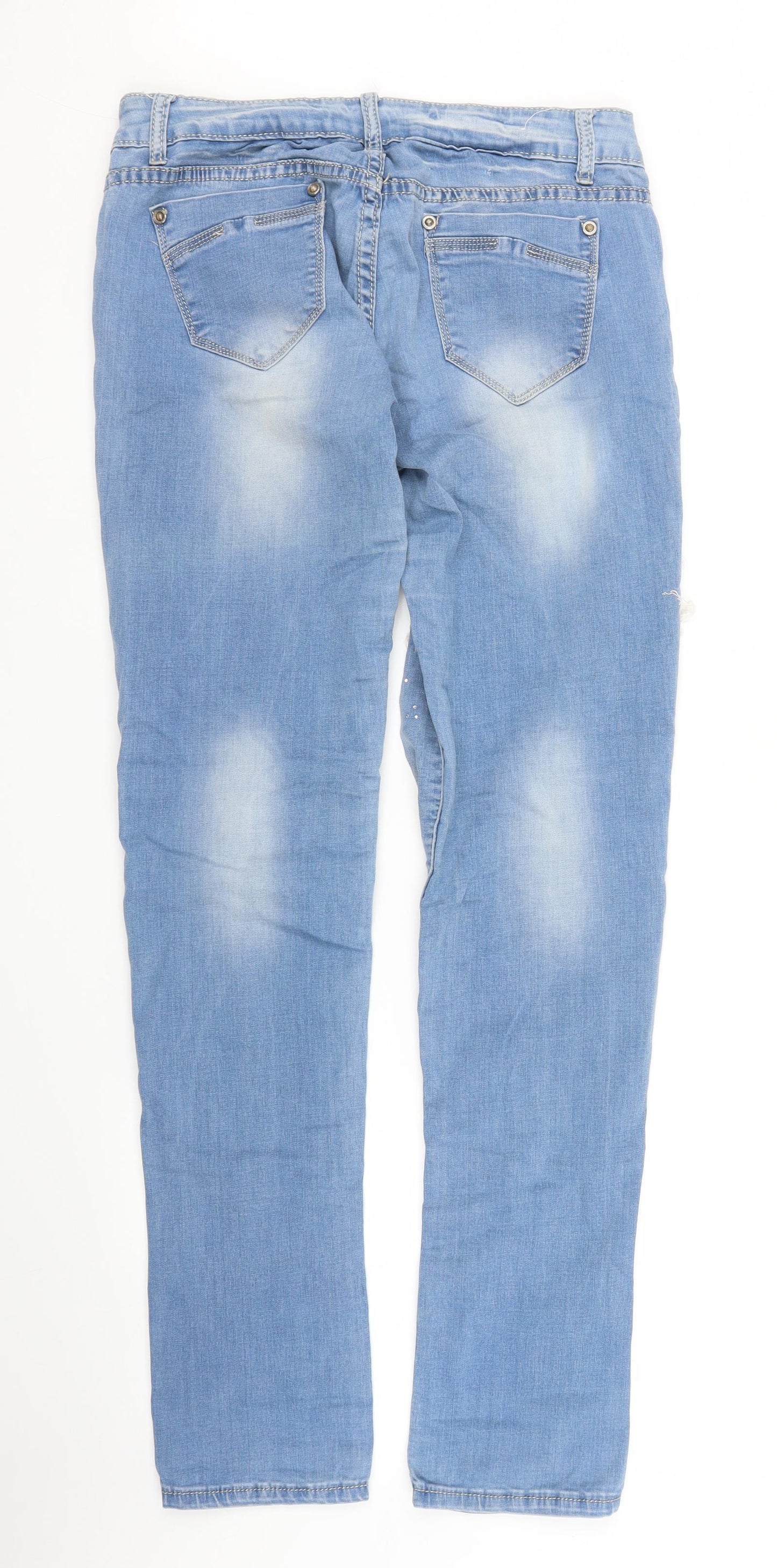 Re-Dress Womens Blue Floral Denim Straight Jeans Size 31 in L31 in