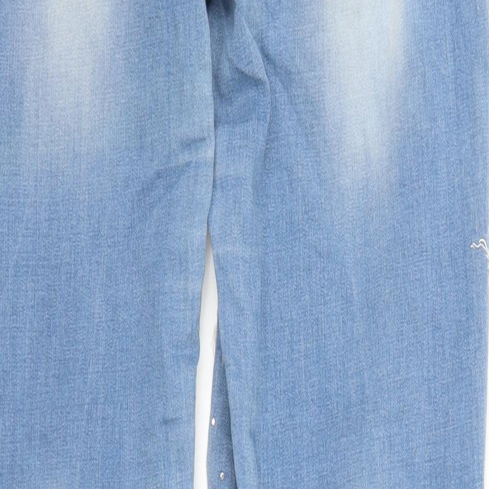 Re-Dress Womens Blue Floral Denim Straight Jeans Size 31 in L31 in