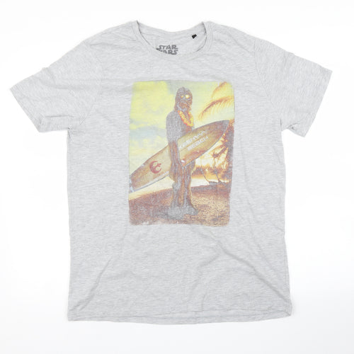 Primark Mens Grey  Rayon  T-Shirt Size XL  - Star Wars